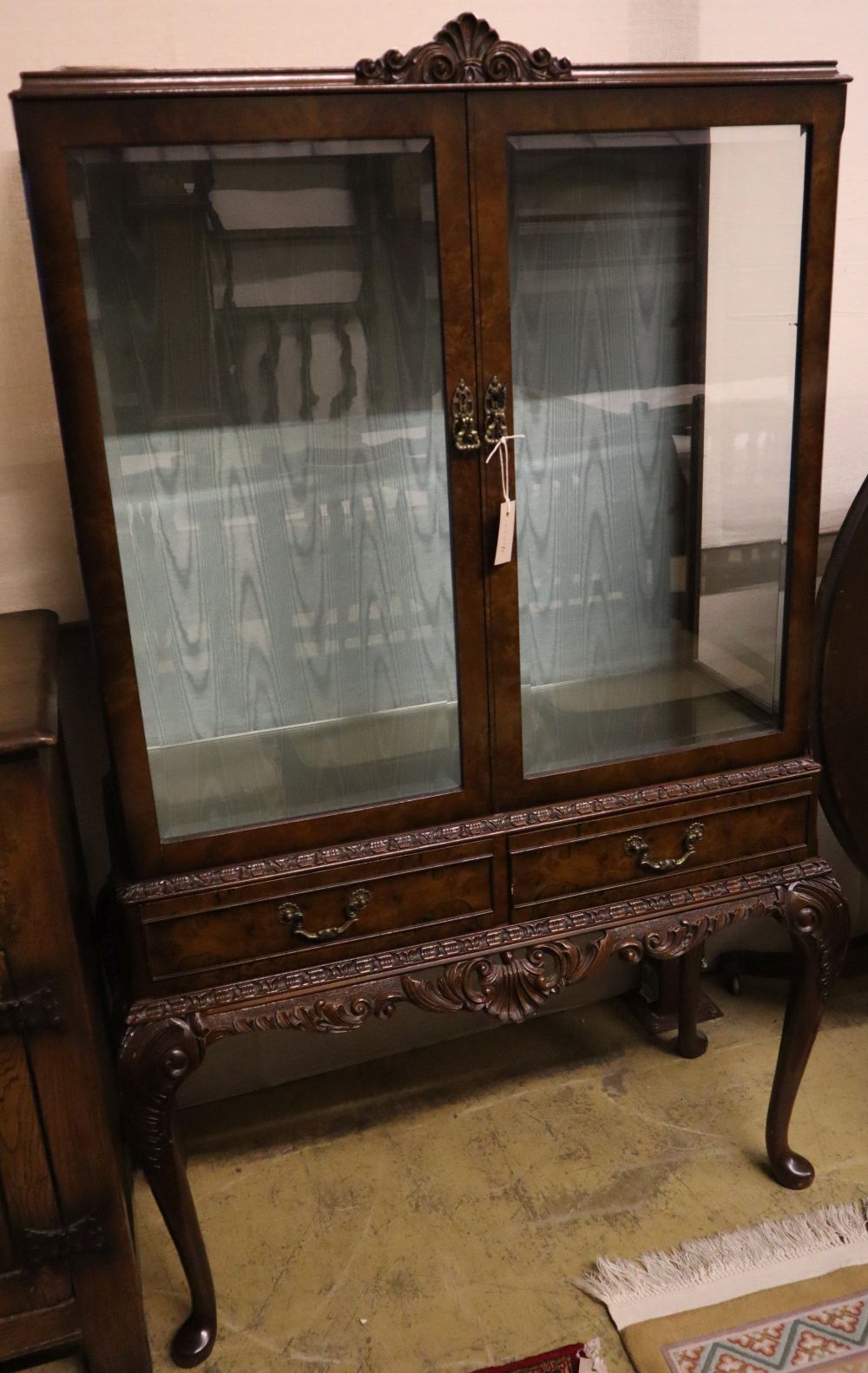 A George III style mahogany china display cabinet, width 98cm depth 40cm height 158cm